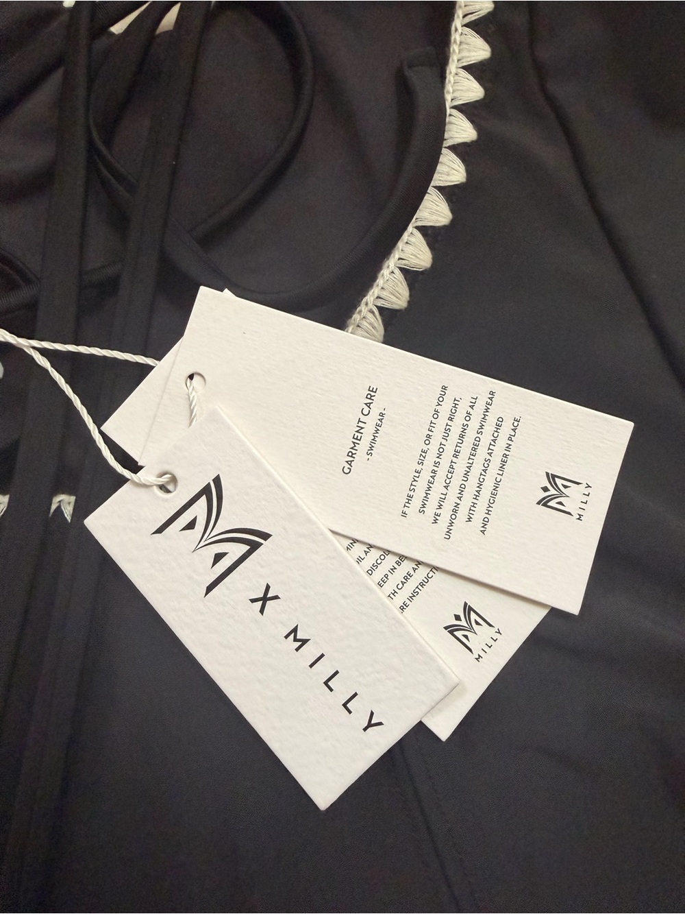 NWT X MILLY Cutout Crochet Trim One-Piece Swimsuit Black/Natural Size M - Picture 4 of 4